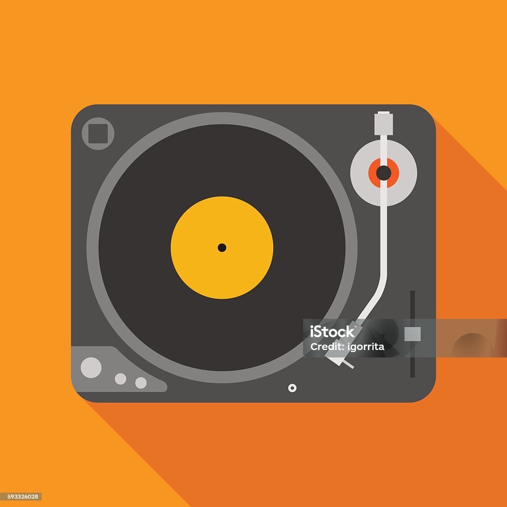 icône de lecteur vinyle avec une longue ombre. illustration de style plat - clipart vectoriel de Disque vinyle libre de droits