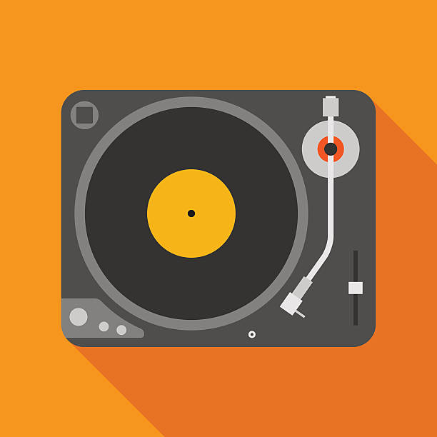 vinyl player icon with long shadow. flat style illustration vinyl player icon with long shadow. flat style vector illustration deck stock illustrations