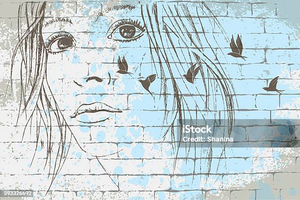 Dreamy Look Graffiti Stock Illustration - Download Image Now - Graffiti, Child, Human Face