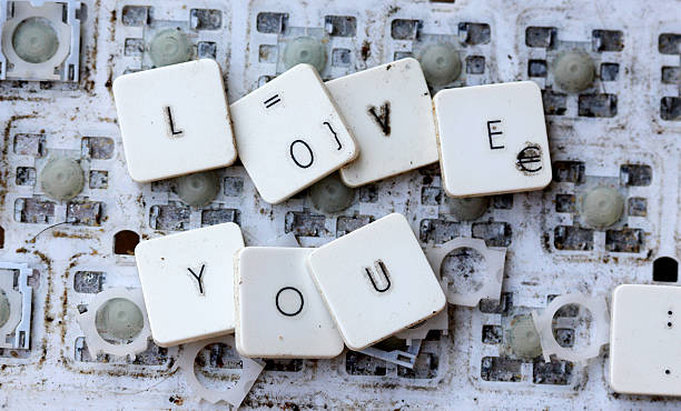 istock close view of some keys on a dirty, yellowed keyboard. 593326974