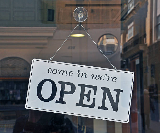 istock Open sign on the door 593327940