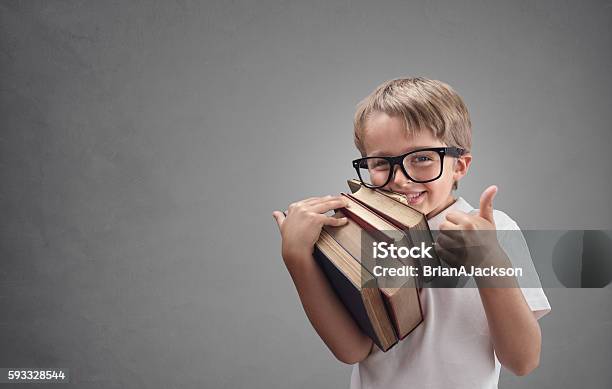 Boy Going Back To School Stock Photo - Download Image Now - First Day Of School, Child, Book