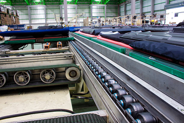 istock conveyor belt and chain conveyor in industry. 593331256