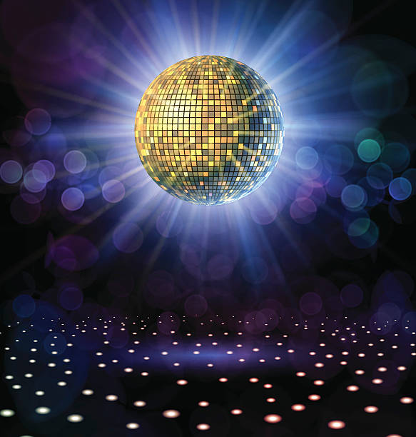 disco ball mit rays - diskokugel stock-grafiken, -clipart, -cartoons und -symbole