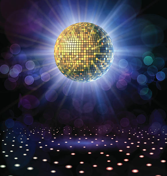 Disco Ball with Rays Disco ball with rays in a nightclub. disco ball stock illustrations