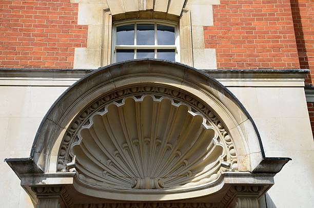 istock Large brick Canopy entrance to flats 593332552