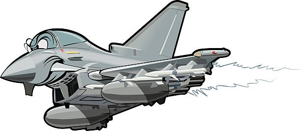 ilustrações de stock, clip art, desenhos animados e ícones de cartoon fighter plane - rocket smiling missile bomb