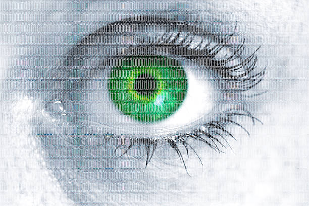 istock Matrix eye looks at viewer concept 593335806