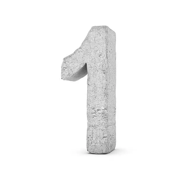 Photo of Concrete number 1 isolated on white background