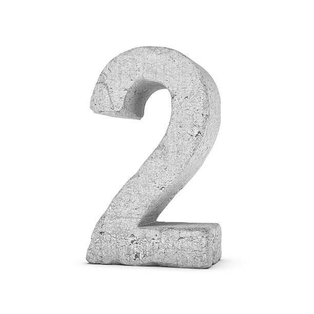 istock Concrete number 2 isolated on white background 593338818