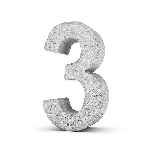 istock Concrete number 3 isolated on white background 593338858