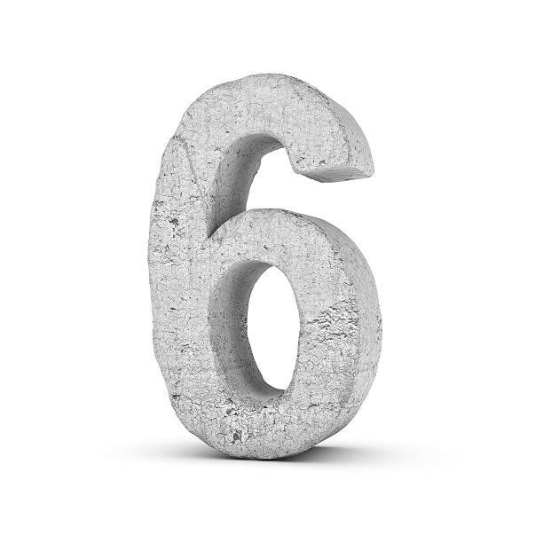 istock Concrete number 6 isolated on white background 593338984