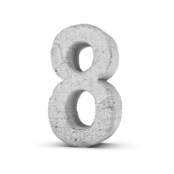 istock Concrete number 8 isolated on white background 593339060