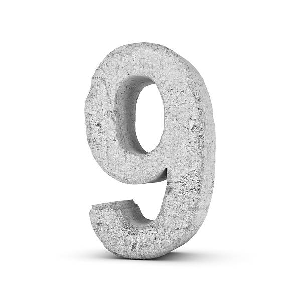 istock Concrete number 9 isolated on white background 593339114