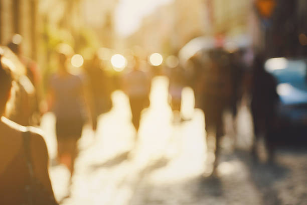 istock Crowded blurred street in Europe. 593339496