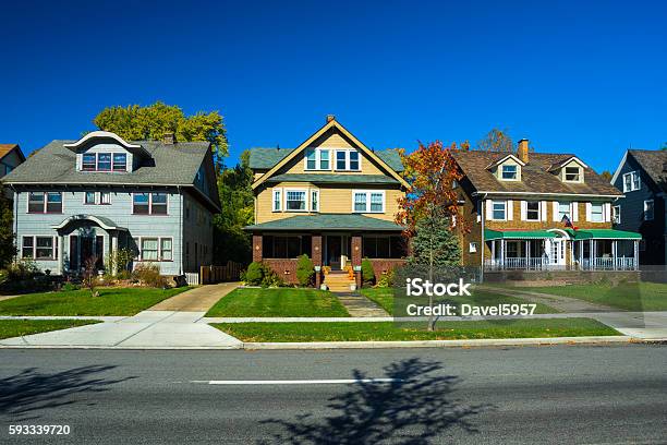 Cleveland Houses Residential Area Stock Photo - Download Image Now - Residential District, Community, Street