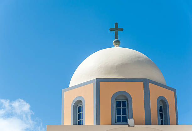istock Dome of a church in Santorini 593341784