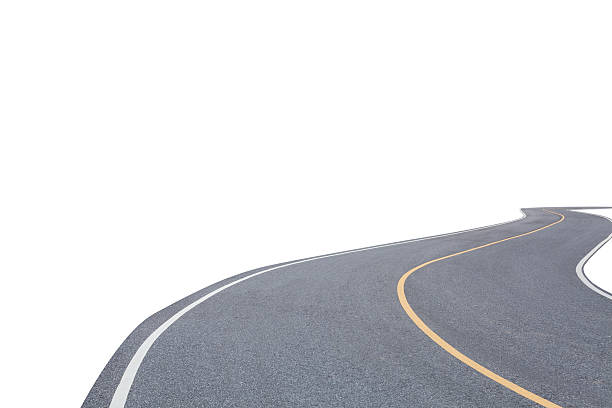 istock Abstract asphalt road isolated on white background 593342108