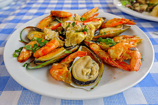 istock Cyprus seafood Meze at harbourside restaurant 594011494