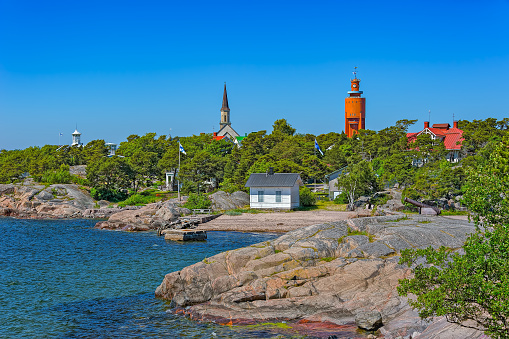 Rocky coast in Hanko, southernmost district in continent Finland