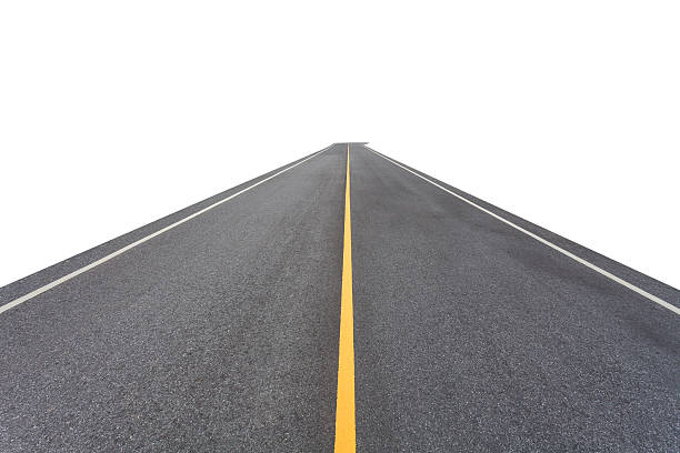 istock Abstract asphalt road isolated on white background 594011796