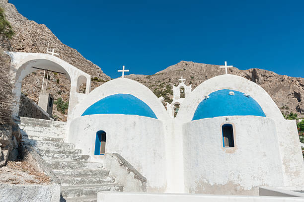 istock Old orthodox church in Santorini 594012674