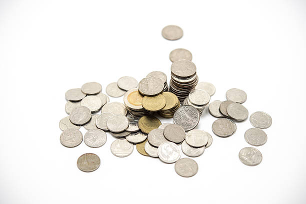 istock Thai bath currency coin on white background 594019326