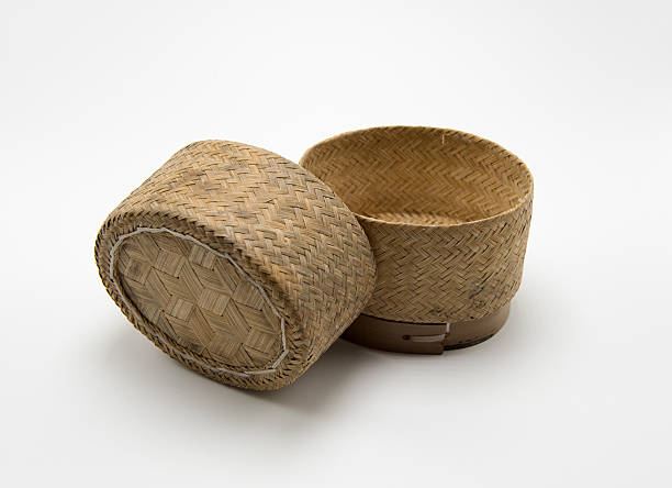 istock Kratip or Wicker , bamboo container for holding cooked glutinous 594020782