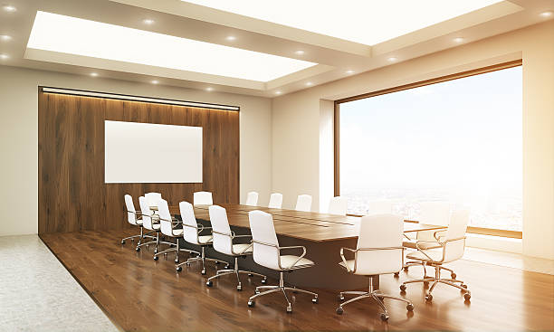 istock Whiteboard in conference room toning 594030390