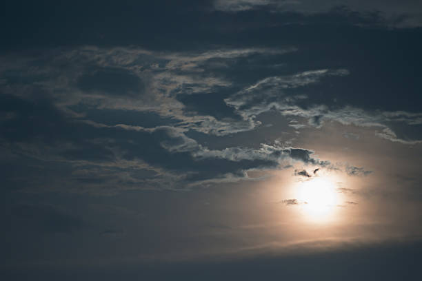 istock Mysterious night sky with full moon. Full Moon and clouds 594030470