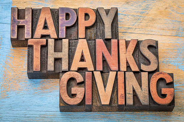 istock Happy Thanksgiving in wood type 594032202