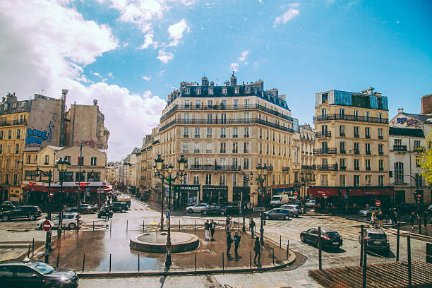 Paris, France - April 26, 2016: View of The Boulevard de Clichy from window. There is a famous street of Paris, which lends its name to the Place de Clichy.