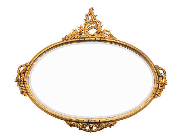 vintage gold mirror - frame ellipse gold paintings imagens e fotografias de stock