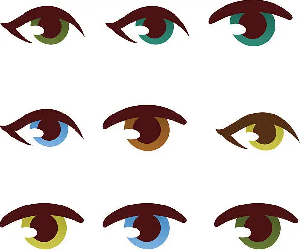 Vector illustration of Human eye vector set.