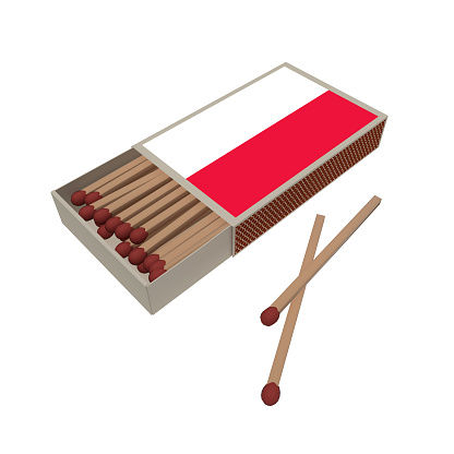 Poland Flag Matchbox With Matches Isolated On A White Background, 3d illustration