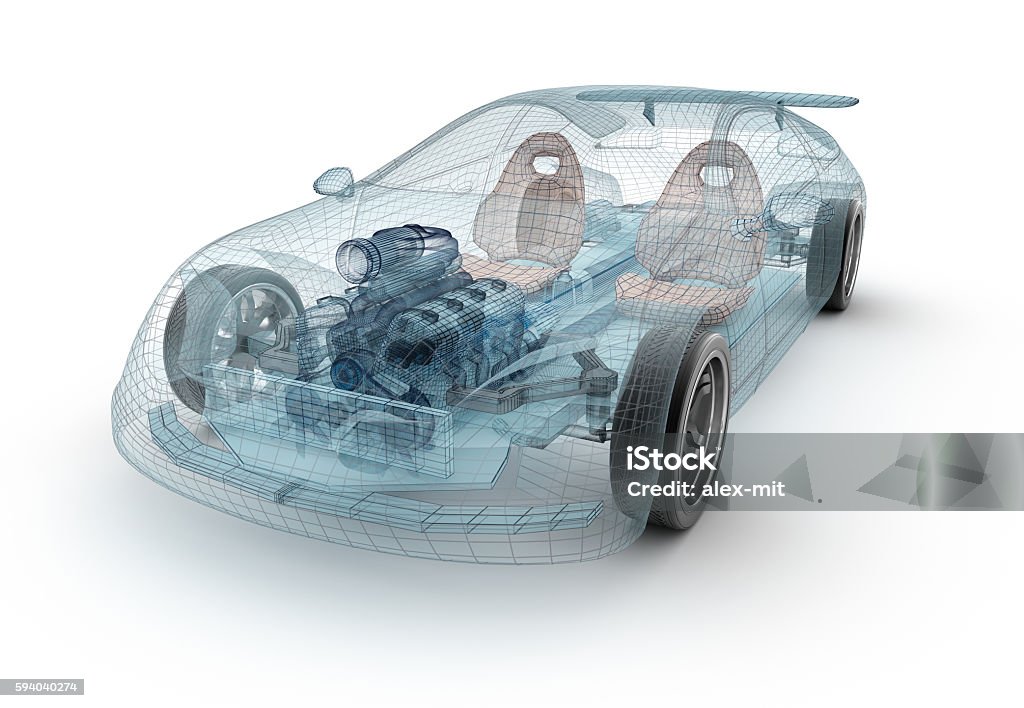 Transparent car design, wire model.3D illustration. 
Transparent car design, wire model.3D illustration. My own car design. Car Stock Photo
