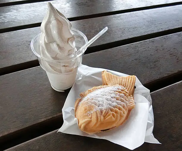 Soft icecream and Taiyaki
