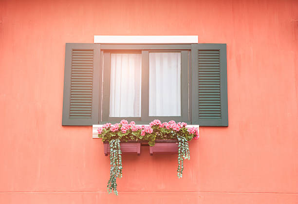 istock Abstract vintage window with decorated flowers. 594043760