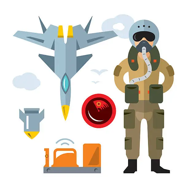 Vector illustration of Vector Air Force pilot. Flat style colorful Cartoon illustration.