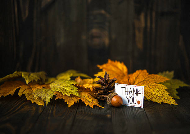 Fall leaves background with thank you message