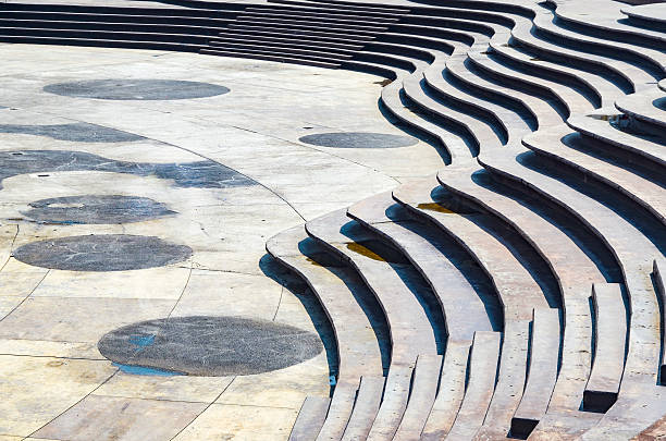 istock Stairs Architectural Background, Flat and Circular Stairs. 594047596
