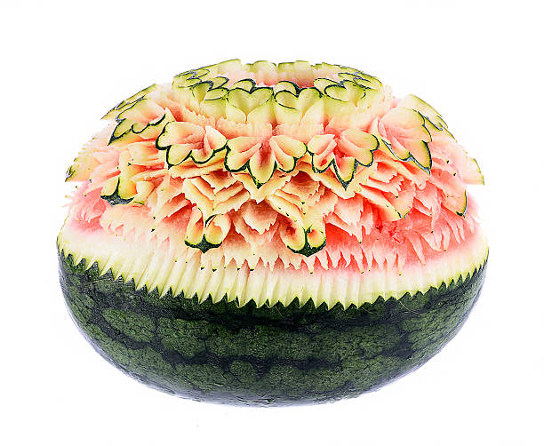 istock watermelon Carving Flower on white background 594049586