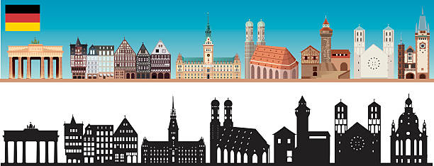 deutschland die skyline - stuttgart stock-grafiken, -clipart, -cartoons und -symbole