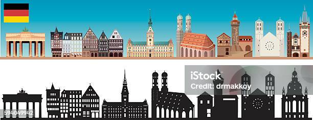 Deutschland Die Skyline Stock Vektor Art und mehr Bilder von Deutschland - Deutschland, München, Stadtsilhouette