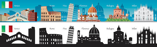 illustrazioni stock, clip art, cartoni animati e icone di tendenza di italia simboli - colosseo