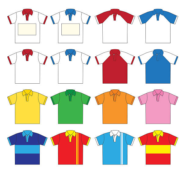 illustrations, cliparts, dessins animés et icônes de jeu vectoriel de polo (couleur de type seize) - sports uniform football university casual