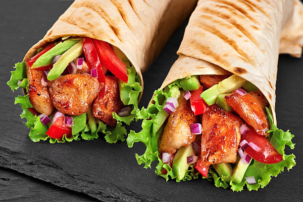istock Burrito with grilled chicken and vegetables 594055138
