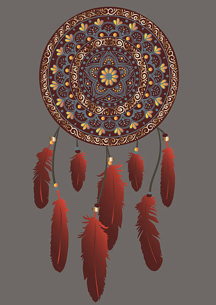 illustrazioni stock, clip art, cartoni animati e icone di tendenza di mandala con acchiappasogni - dreamcatcher symbol mystery catching