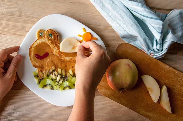 istock Mom prepares a funny children's breakfast 594056084