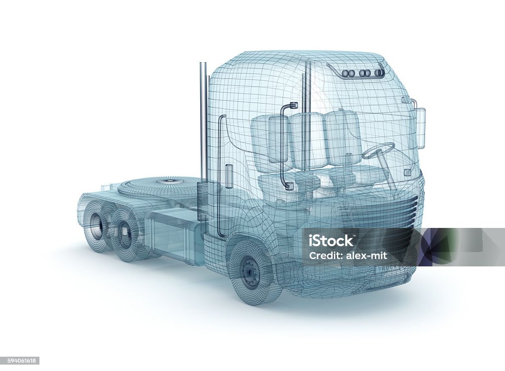 Mesh truck isolated on white. My own design Truck Stock Photo